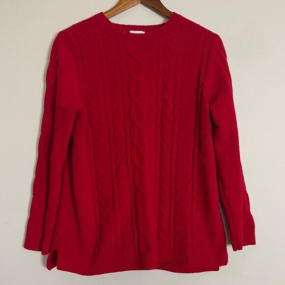 J.Jill Chenille Cable Cord Crew Neck Sweater Red Size S - Picture 1 of 5